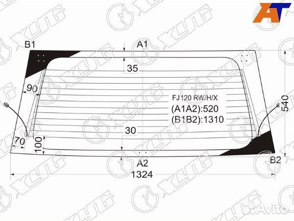 Стекло заднее toyota land cruiser prado 120