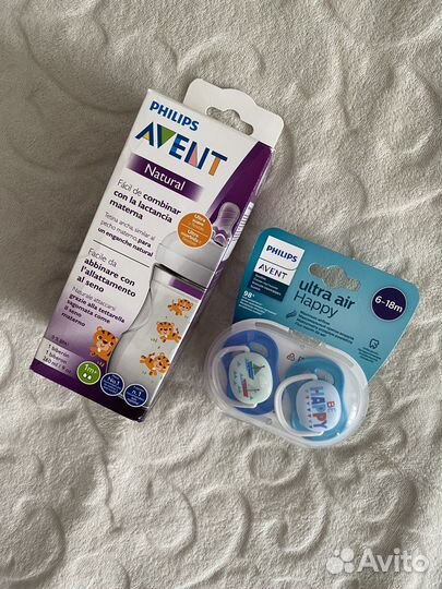 Пустышка 6-18 мес и бутылочка Philips avent