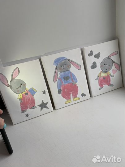 Зайчики картины в детскую