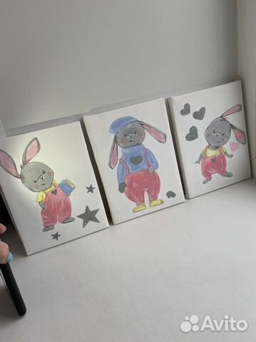 Зайчики картины в детскую