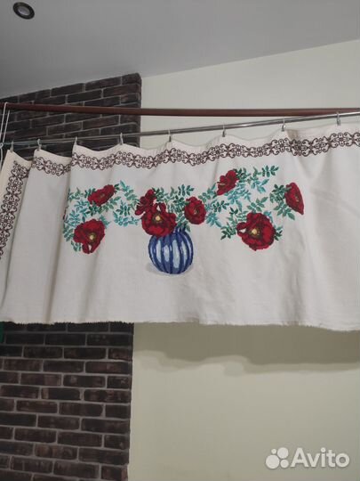 Штора занавеска винтаж ручной работы
