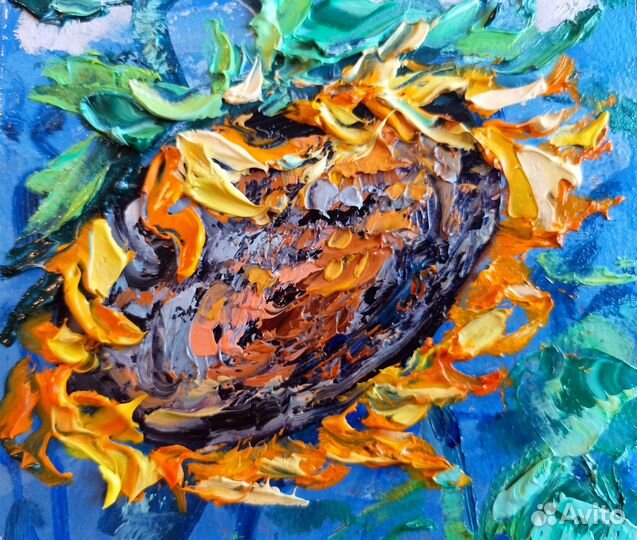Картина маслом подсолнухи в раме Художник Свинар О