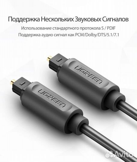 Цифровые оптические аудиокабели 3 метра toslink