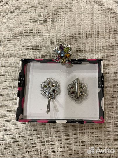 Серебряное кольцо и серьги