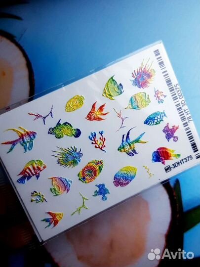 Слайдеры для ногтей, лягушки, камыши,рыбки