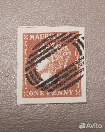 Почтовая марка Маврикий one penny 1859г