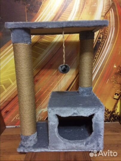 Когтеточка с домиком и лежанкой