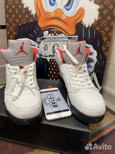 Кроссовки Nike Air Jordan 5 Retro White Fire Red