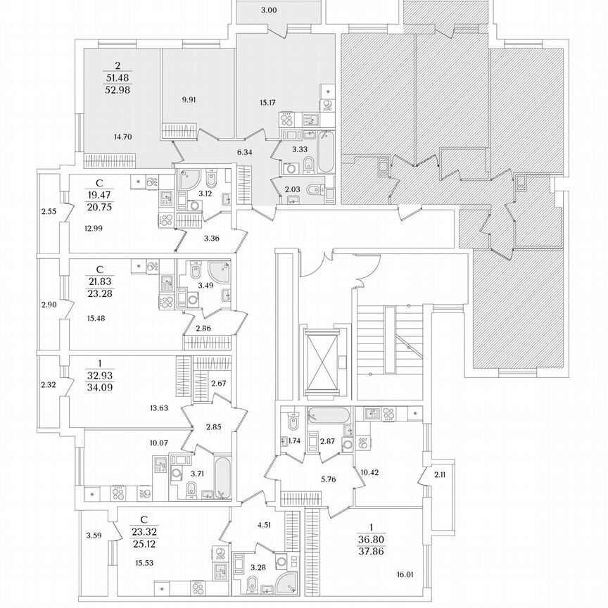 2-к. квартира, 53 м², 7/9 эт.