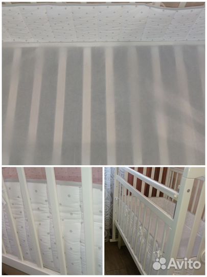 Детская кроватка с матрасом и бортиками