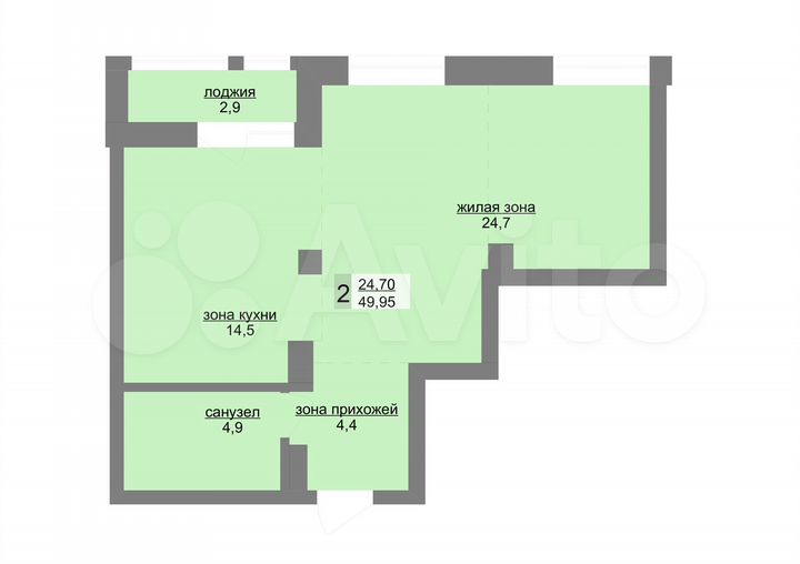2-к. квартира, 50 м², 6/31 эт.