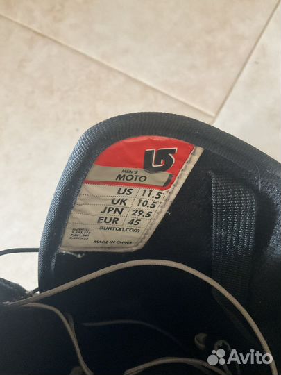 Сноубордические ботинки burton moto us 11.5