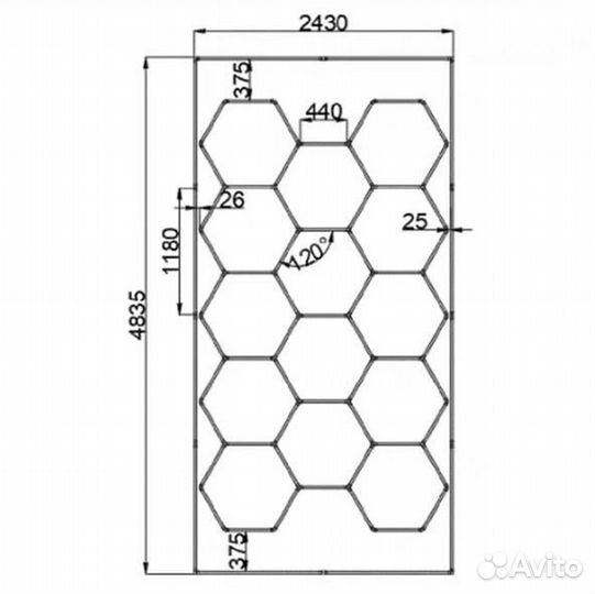 Освещение соты для гаража 730w 2430х4835мм