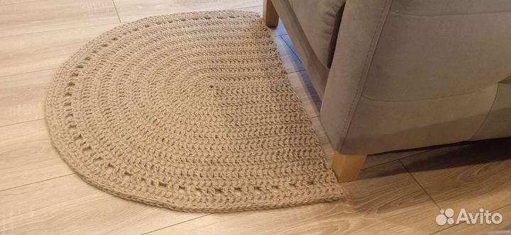Коврик из джута 60*80 полукруг ручная работа