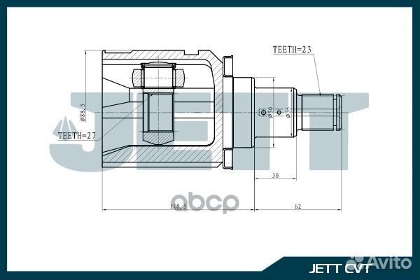 ШРУС внутренний jett V40-9084 V40-9084 jett