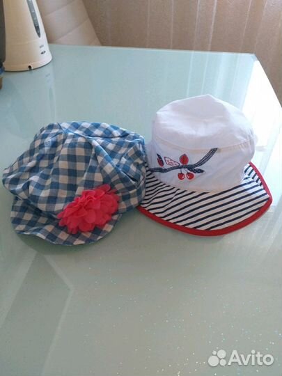 Летние панама, кепка и шапочка с цветком