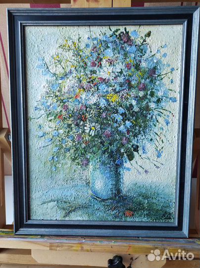 Картина маслом полевые цветы