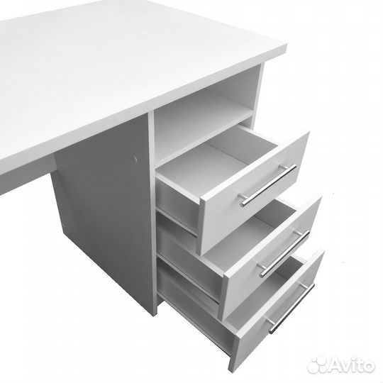 Стол письменный белый 3 ящика однотумбовый