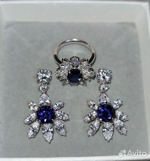 Кольцо серебро 925 пробы с сапфиром 2.31 ct