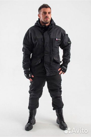 Костюм Горка6 черная на флисе Рип-стоп