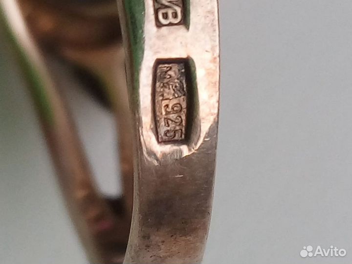 Серебряное кольцо 925 проба с позолотой 1998 год