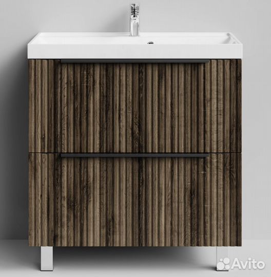 Тумба с раковиной Дольчи 80см напольный, Дуб Крымс