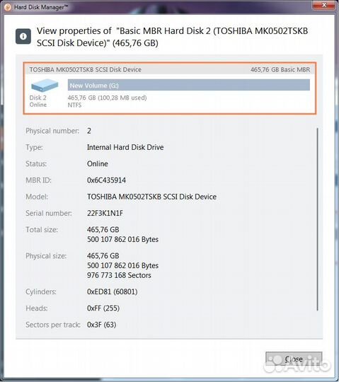 HDD Toshiba MK0502tskb 500Gb (Sata-II)