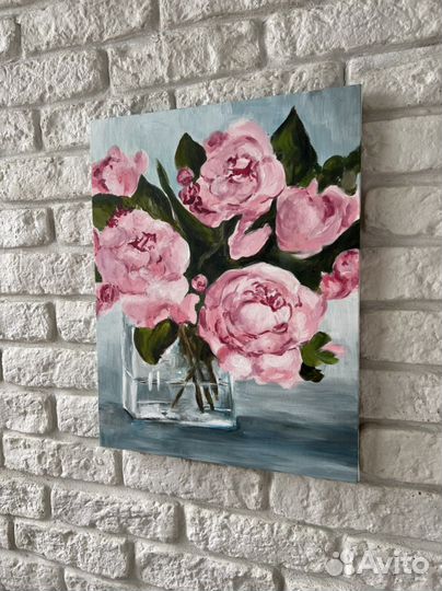 Картина пионы акрил на холсте