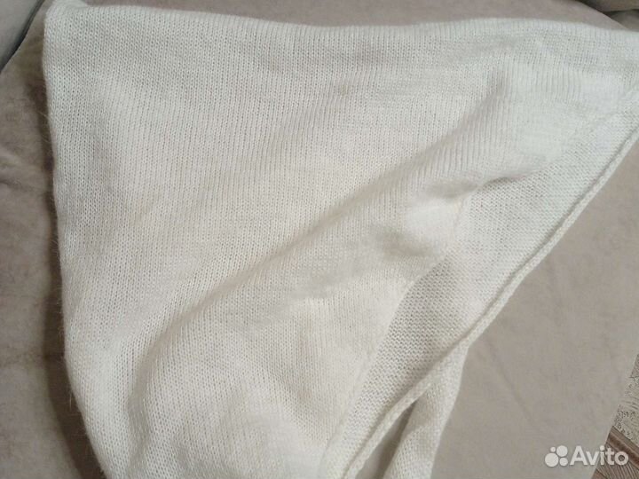 Вязаный бактус, косынка из пуха норки