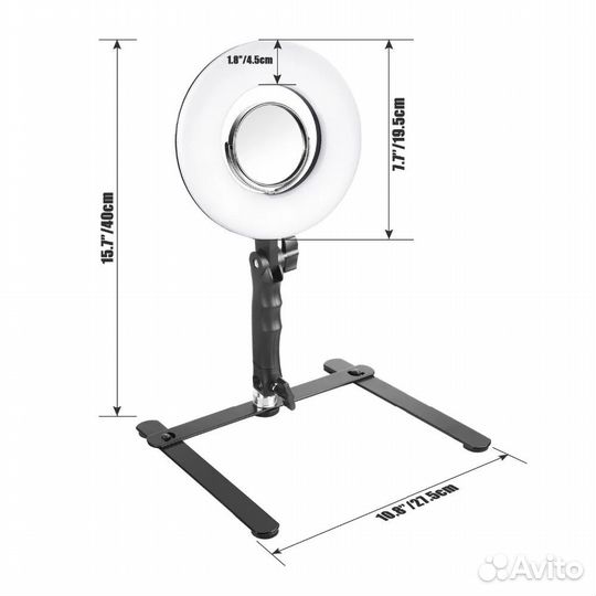 Настольный кольцевой светильник для макияжа 20 см