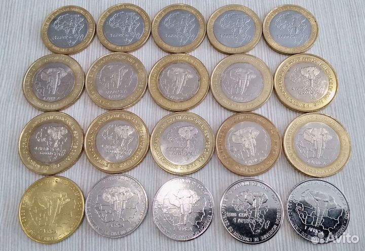 Монеты Африки 1, 2, 3, 4 Африка. Франки