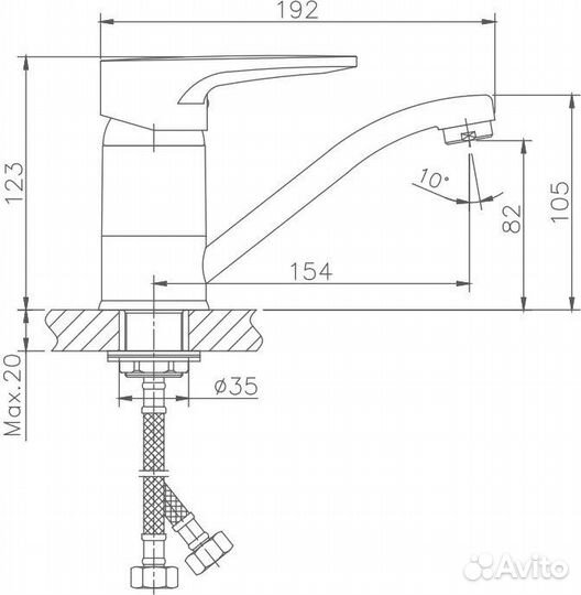 Смеситель для кухни Haiba HB68 HB4568-2 хром ла