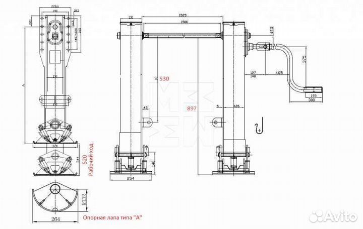 Опора полуприцепа 897 мм г/п 28