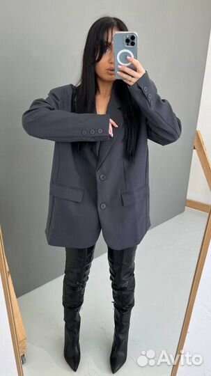 Пиджак женский оверсайз графит
