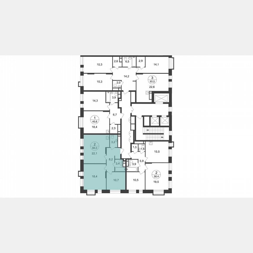 2-к. квартира, 66 м², 16/20 эт.