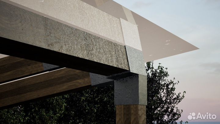 Автомобильный навес из клееного бруса лофт