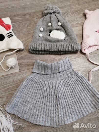 Весенние шапки, перчатки на 3-6 лет
