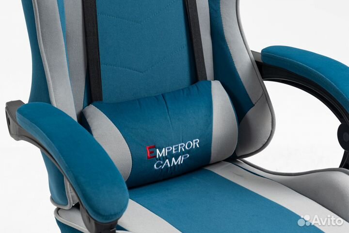 Игровое кресло EC синее-серое без подставки