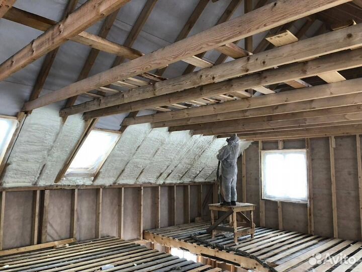 Утепление, теплоизоляция пенополиуретаном мансарды