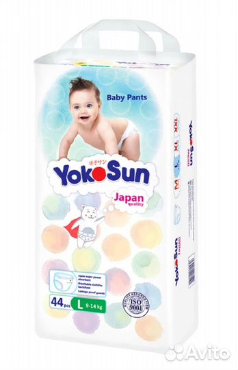 Подгузники-трусики yokosun L (9-14 кг) 44 шт