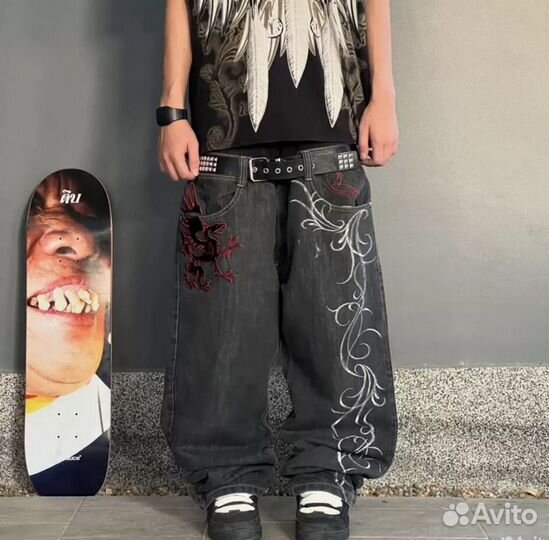Джинсы широкие y2k sk8 affliction type