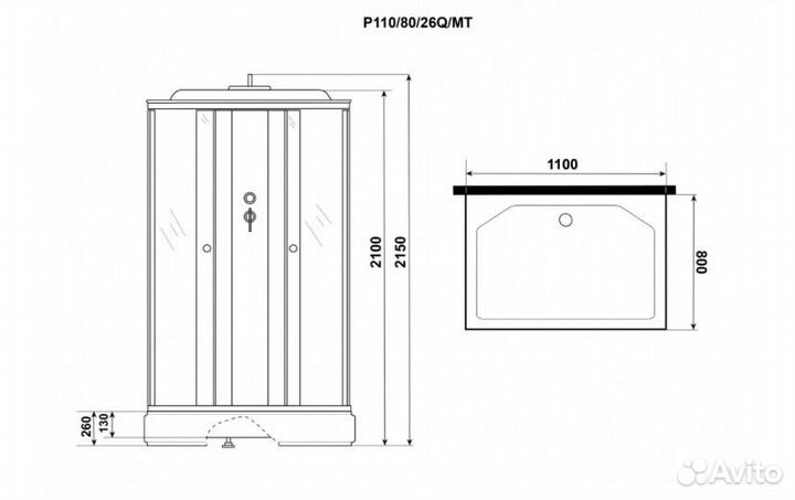 Душ.каб. Niagara Promo P110/80/26Q/MT/BK