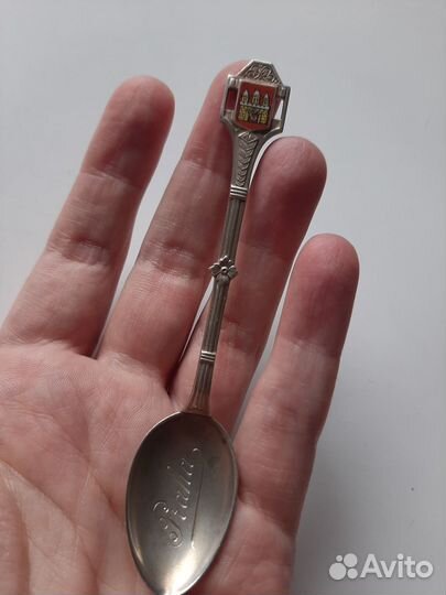 Серебряная ложка серебро 800 Прага Чехия эмаль