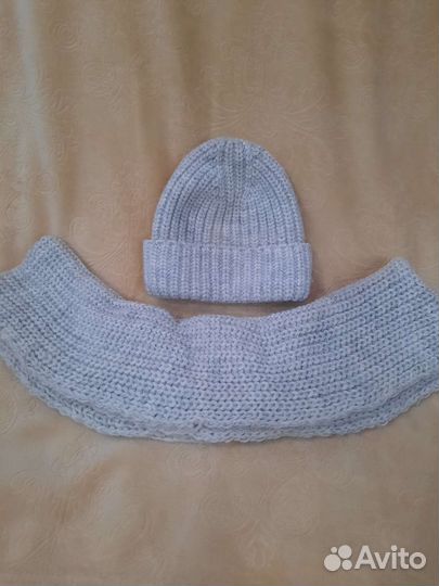 Комплект шапка и снуд женский зимний цвет серый