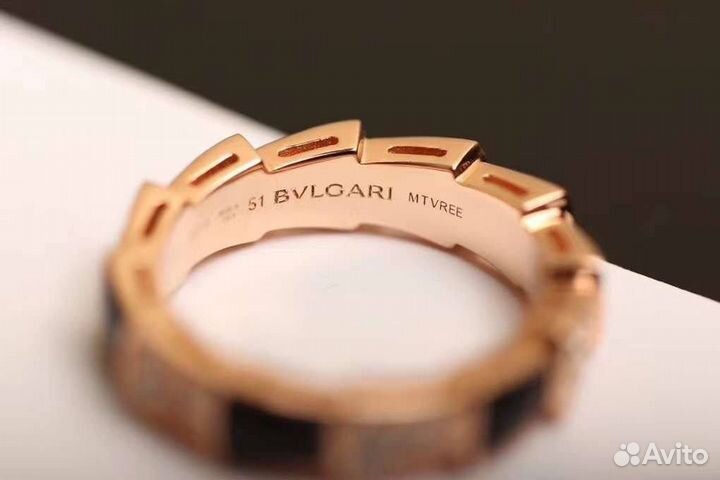 Кольцо bulgari vgold оникс камни