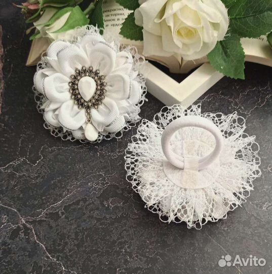 Банты для волос белые