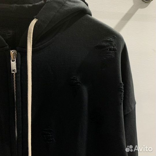 Худи Rick Owens Subhuman Distressed Zip Hoodie