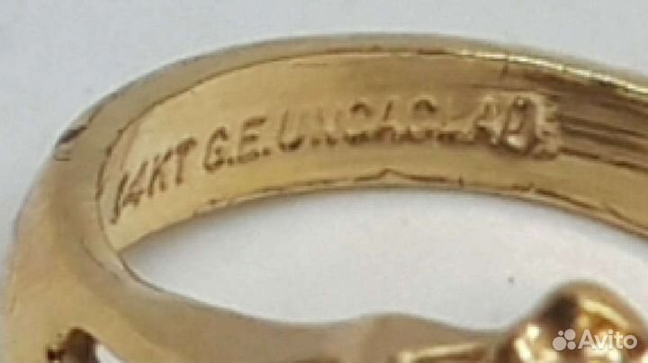 Кольцо - Uncas - Кристаллы - Позолота 14К - Винтаж