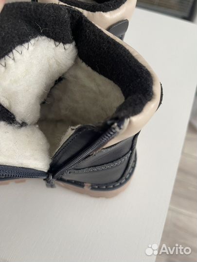 Ботинки кожа для мальчика на овчине