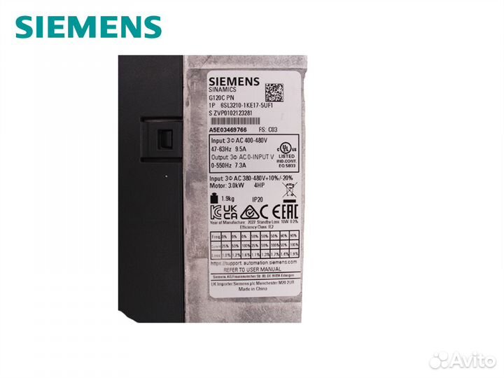 Преобразователь Siemens 6SL3210-1KE17-5UF1